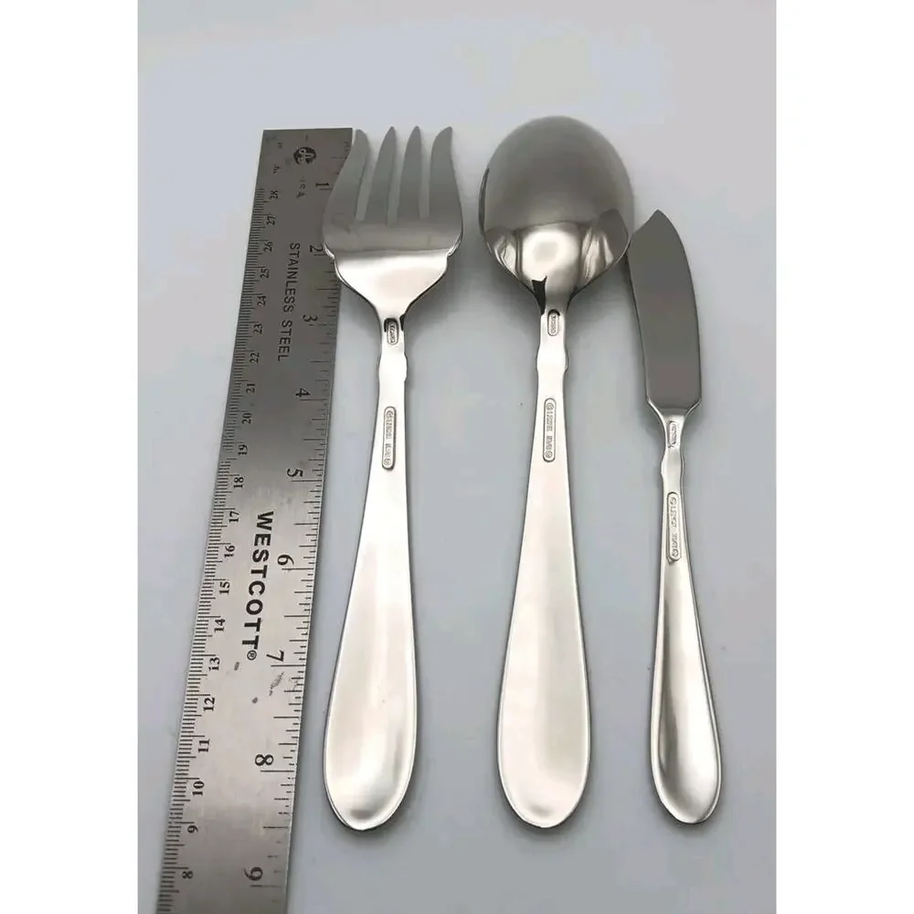 Lenox Key West 3pc Server Hostess Set 18/10 Stainless Glossy Flatware Korea NOS